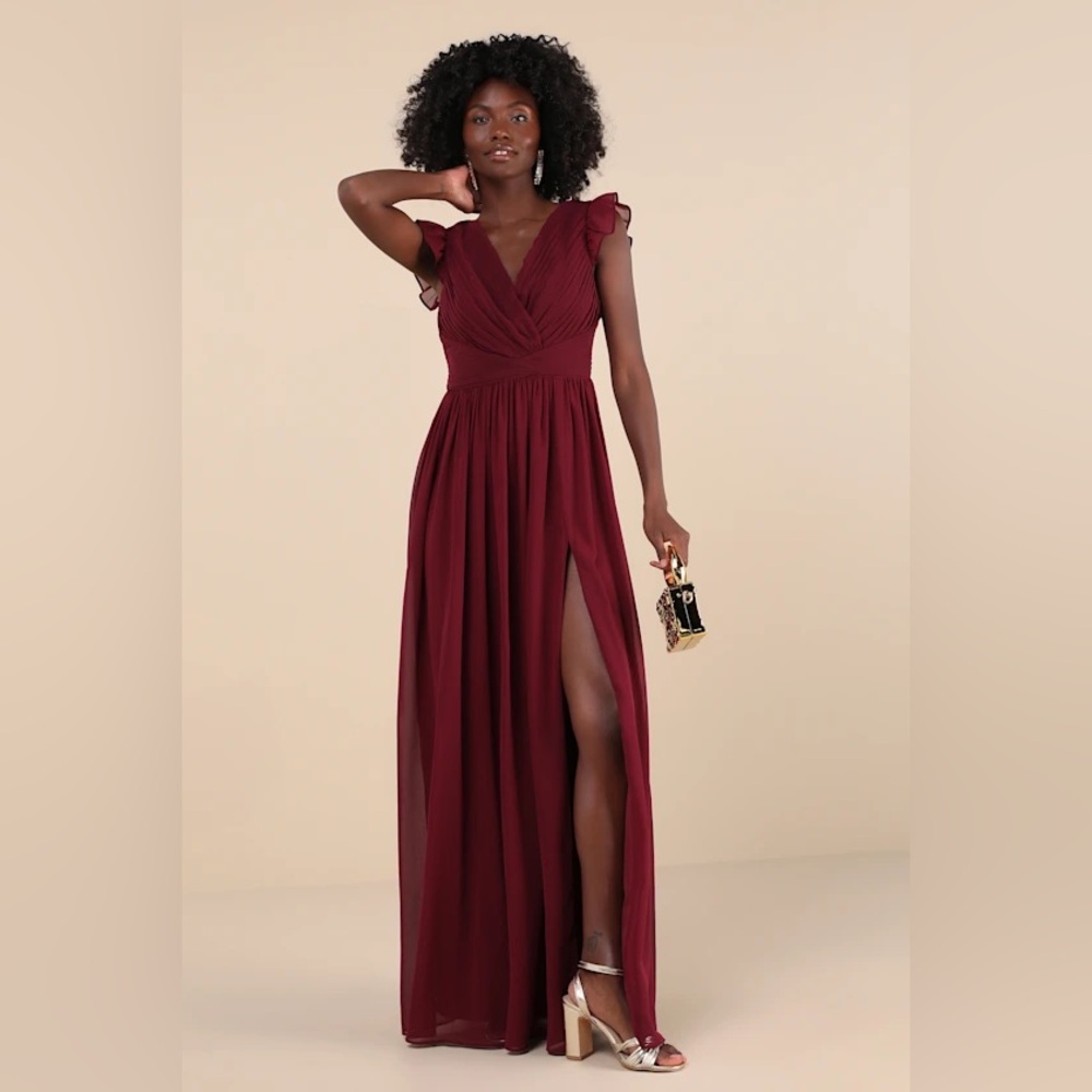 Long Burgundy Gown Evening Dress